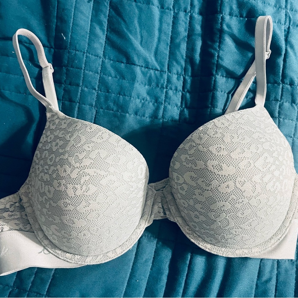 Elegant Lace Underwire Bra - light sage green 34C